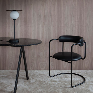 FF Chair Cantilever Rounded Upholstery Black Frame