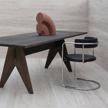 FF Chair Cantilever Rounded Upholstery Chrome Frame